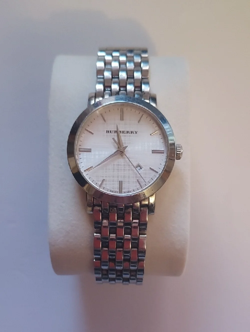 Burberry Stainless Steel Watch Silver Round Face